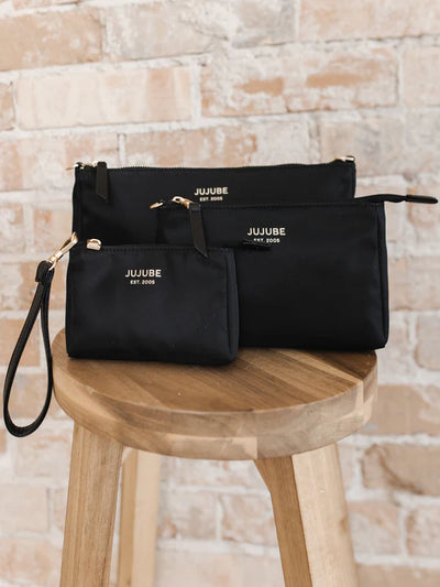 3-PIECE POUCH CLUTCH PURSE SET - BLACK - Twinkle Twinkle Little One