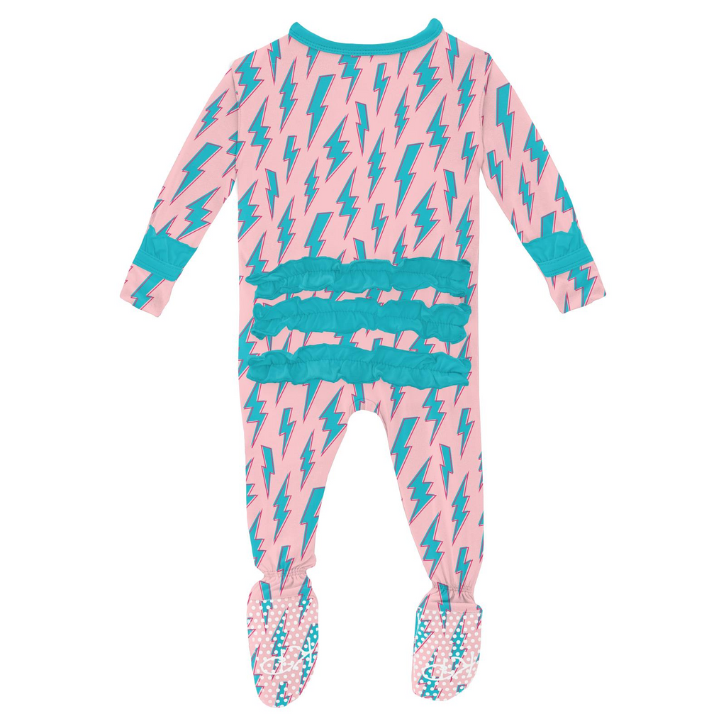 Kickee Pants - Print Classic Ruffle Footie with Zipper - Lotus Lightning