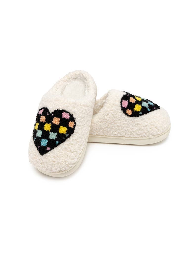 White Checkered Heart Slippers - Twinkle Twinkle Little One