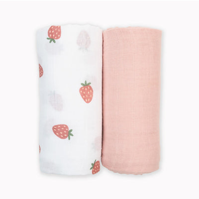 Lulujo Cotton Swaddles - Strawberries & Pink - Twinkle Twinkle Little One