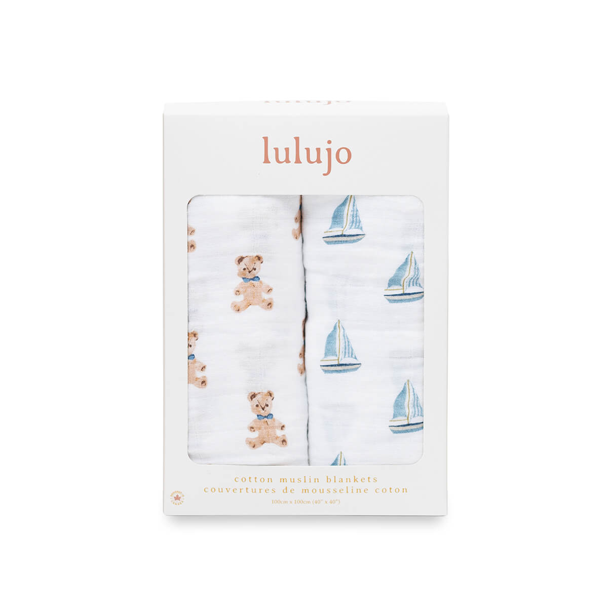 Lulujo Cotton Swaddles - VINTAGE TEDDY BEARS & SAILBOATS - Twinkle Twinkle Little One