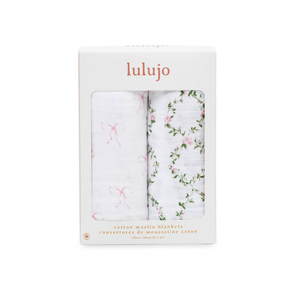 Lulujo Cotton Swaddles - Bows & Rose Trellis - Twinkle Twinkle Little One