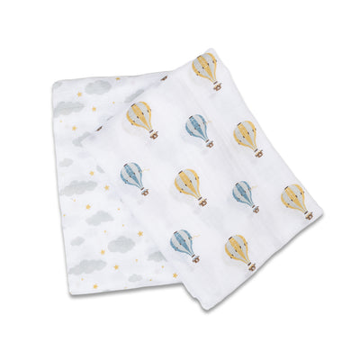 Lulujo Cotton Swaddles - Hot Air Balloons & Clouds - Twinkle Twinkle Little One