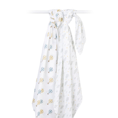 Lulujo Cotton Swaddles - Hot Air Balloons & Clouds - Twinkle Twinkle Little One