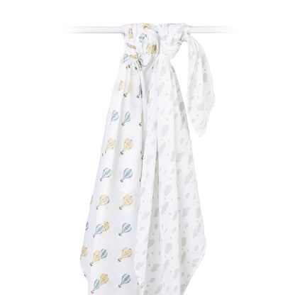 Lulujo Cotton Swaddles - Hot Air Balloons & Clouds - Twinkle Twinkle Little One