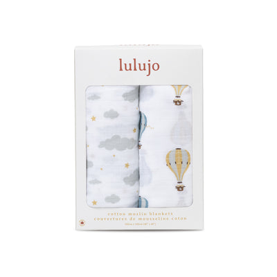Lulujo Cotton Swaddles - Hot Air Balloons & Clouds - Twinkle Twinkle Little One