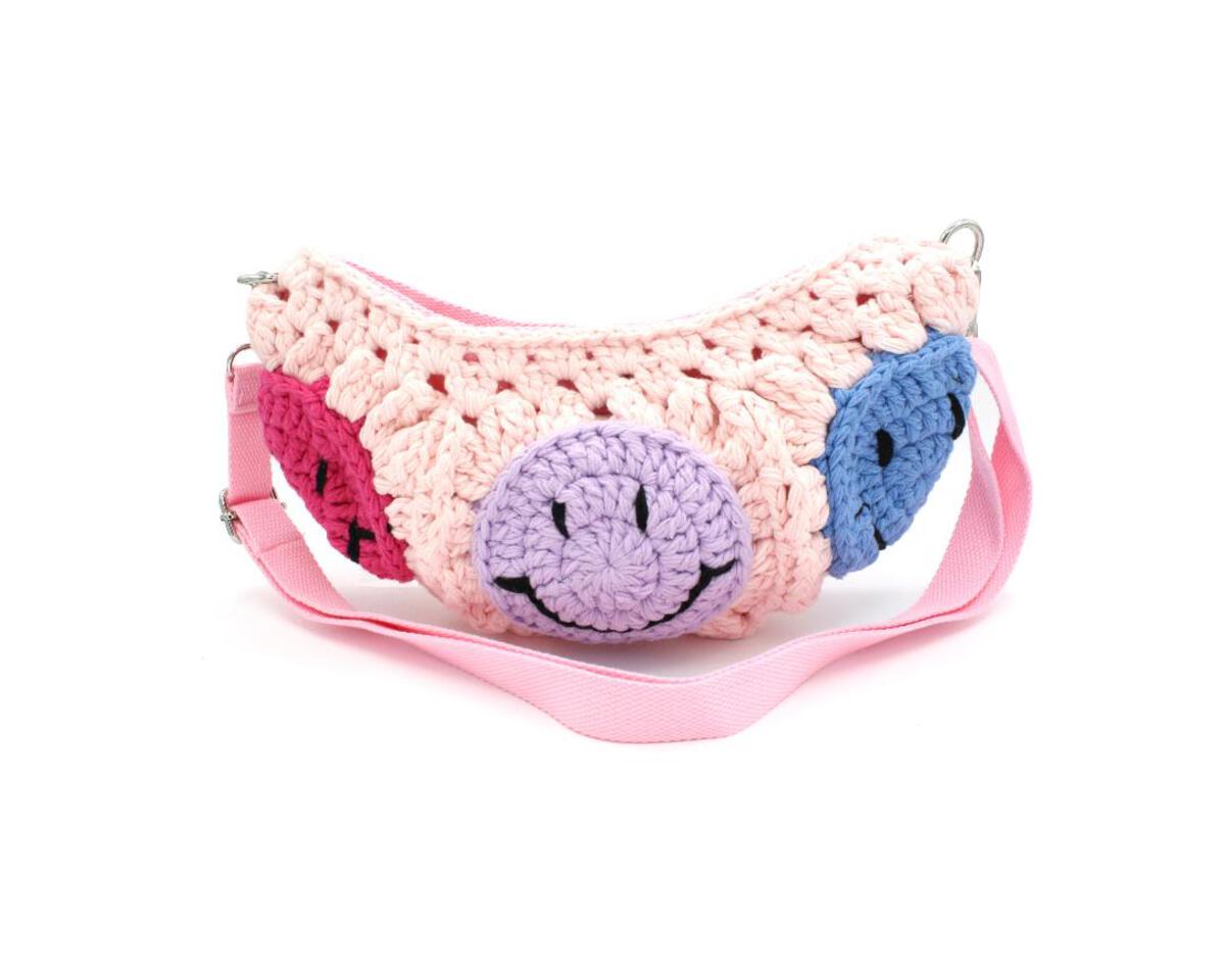 Light Pink Smile Crochet Sling Bag - Twinkle Twinkle Little One