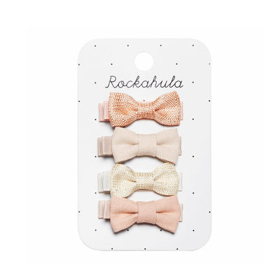 Linen Mini Bow Hair Clips