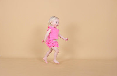 Linen Ruffle Set - Hot Pink - Twinkle Twinkle Little One