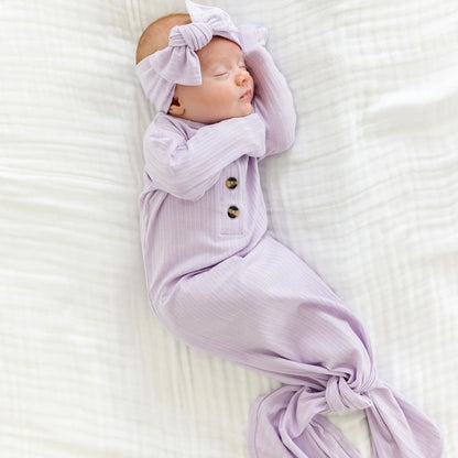 Lou Lou & Company Lola Ribbed Knotted Gown - Twinkle Twinkle Little One