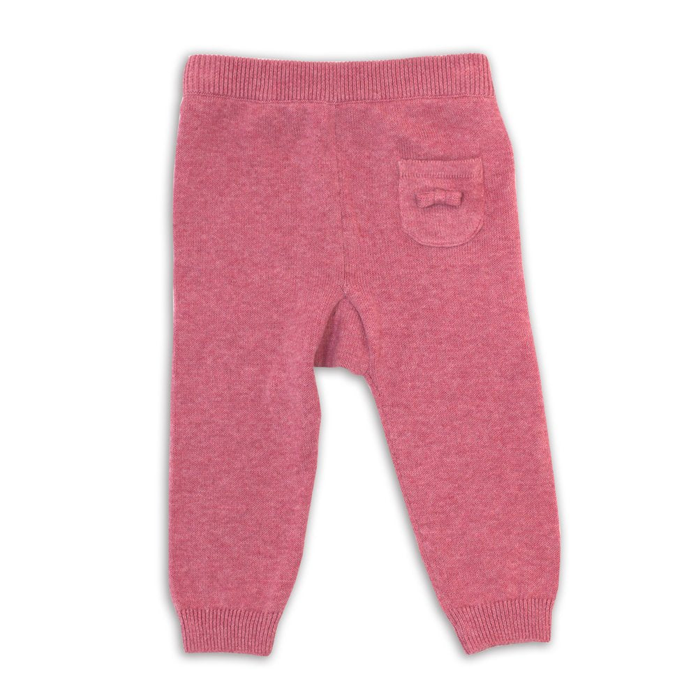 Love Embroidered Chunky Knit Baby Pullover Sweater & Pant Set - Blush Pink & Berry