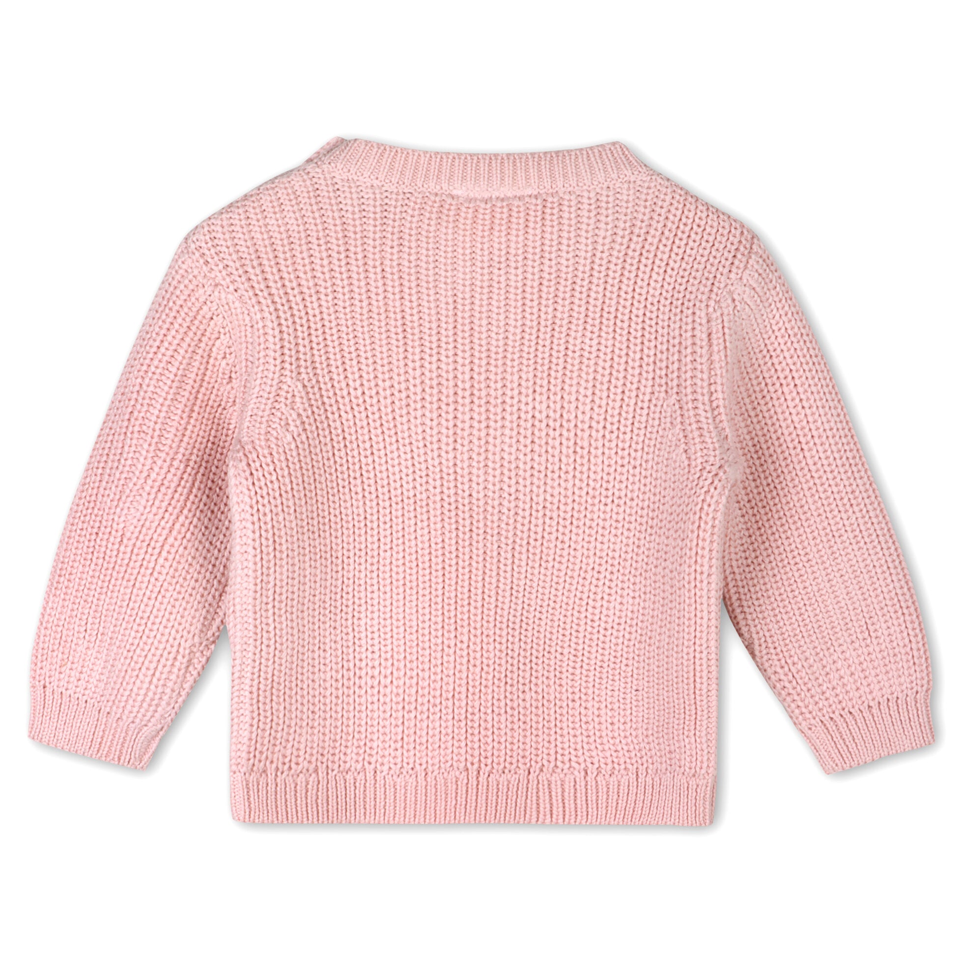 Love Embroidered Chunky Knit Baby Pullover Sweater & Pant Set - Blush Pink & Berry