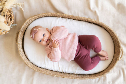 Love Embroidered Chunky Knit Baby Pullover Sweater & Pant Set - Blush Pink & Berry - Twinkle Twinkle Little One