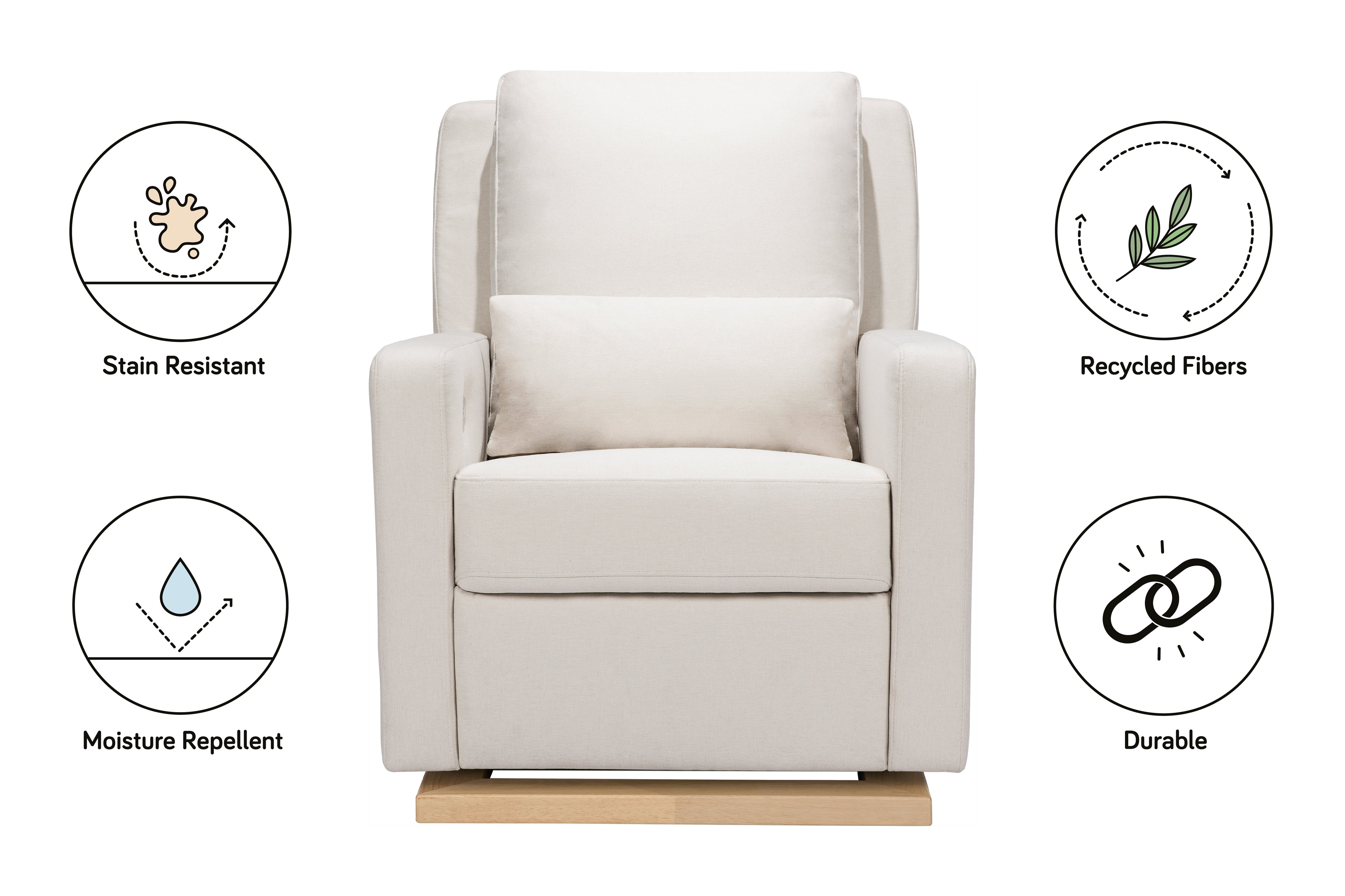 Sigi Electronic Recliner and Glider in Performance Cream Eco-Weave with Light Wood Base - Twinkle Twinkle Little One