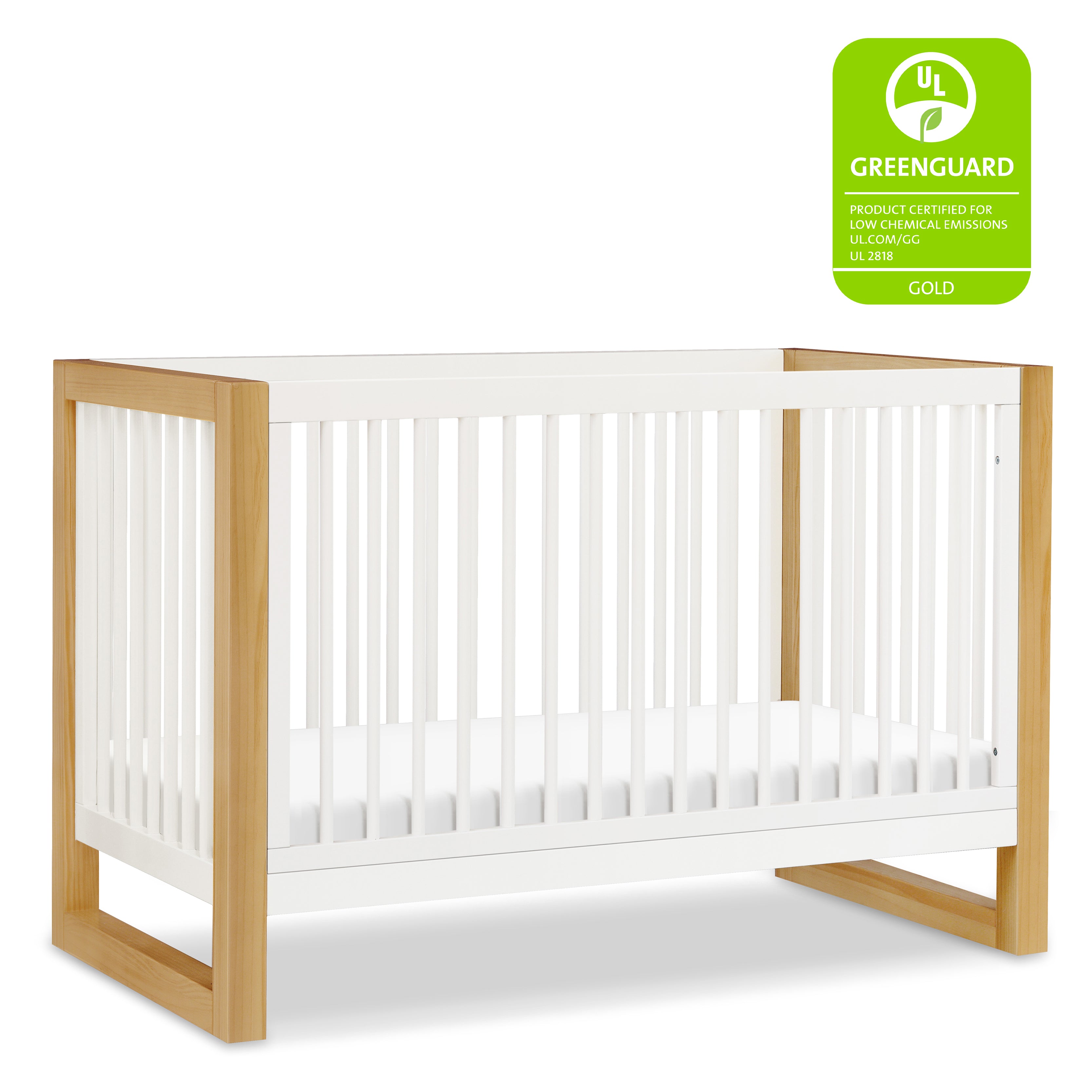 Nantucket 3-in-1 Convertible Crib with Toddler Bed Conversion Kit - Warm White & Honey - Twinkle Twinkle Little One