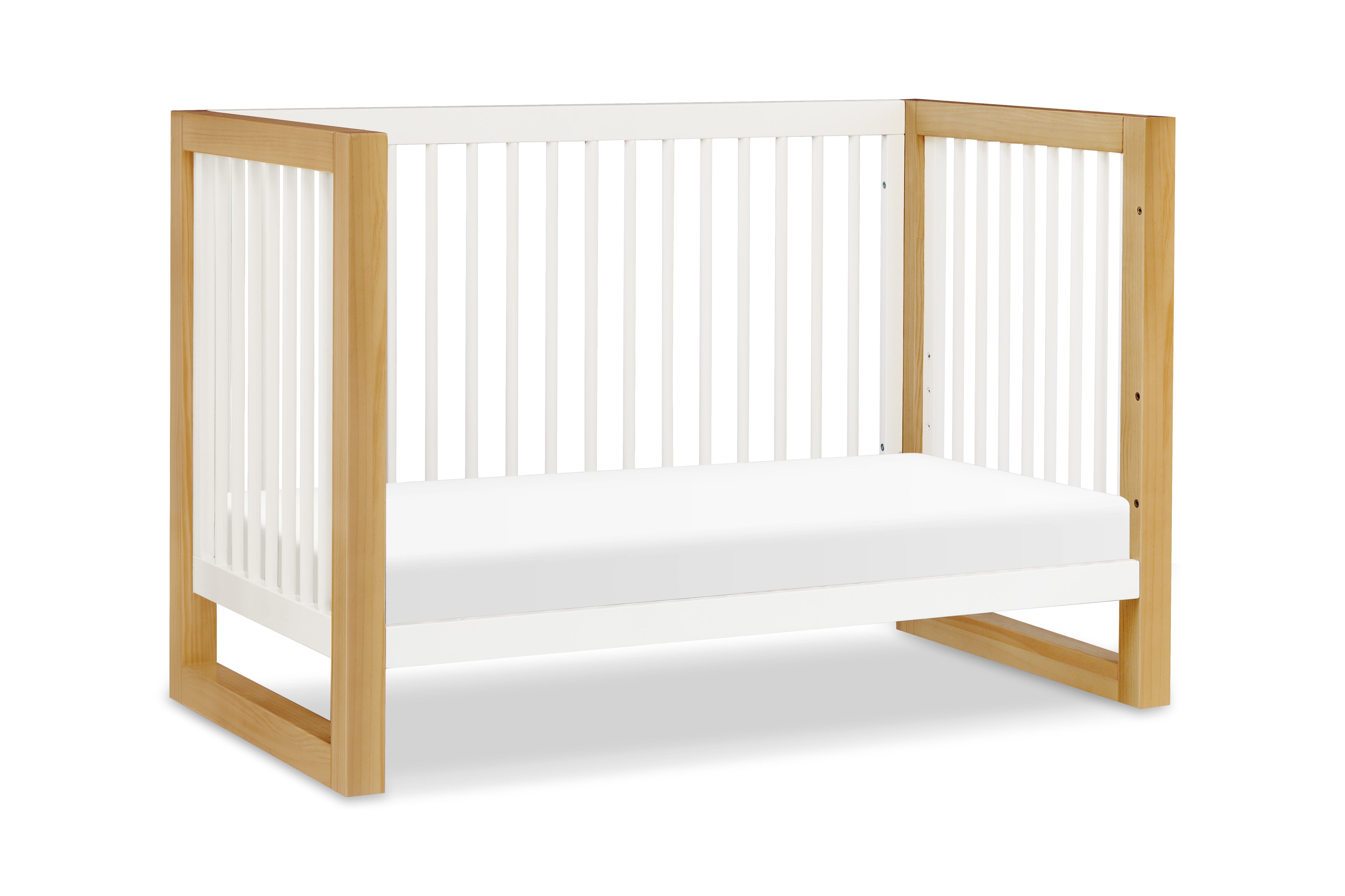 Nantucket 3-in-1 Convertible Crib with Toddler Bed Conversion Kit - Warm White & Honey - Twinkle Twinkle Little One