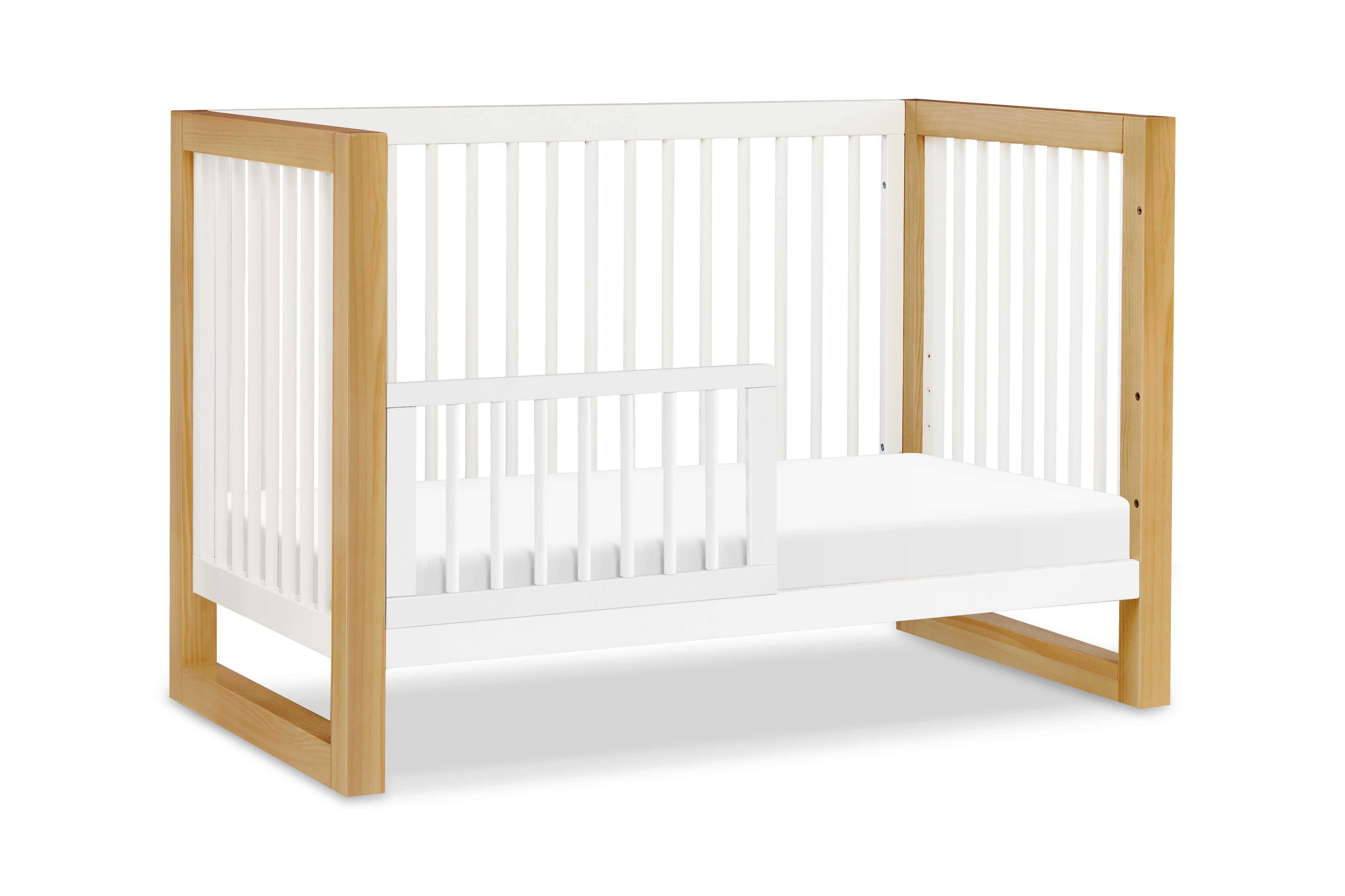 Nantucket 3-in-1 Convertible Crib with Toddler Bed Conversion Kit - Warm White & Honey - Twinkle Twinkle Little One