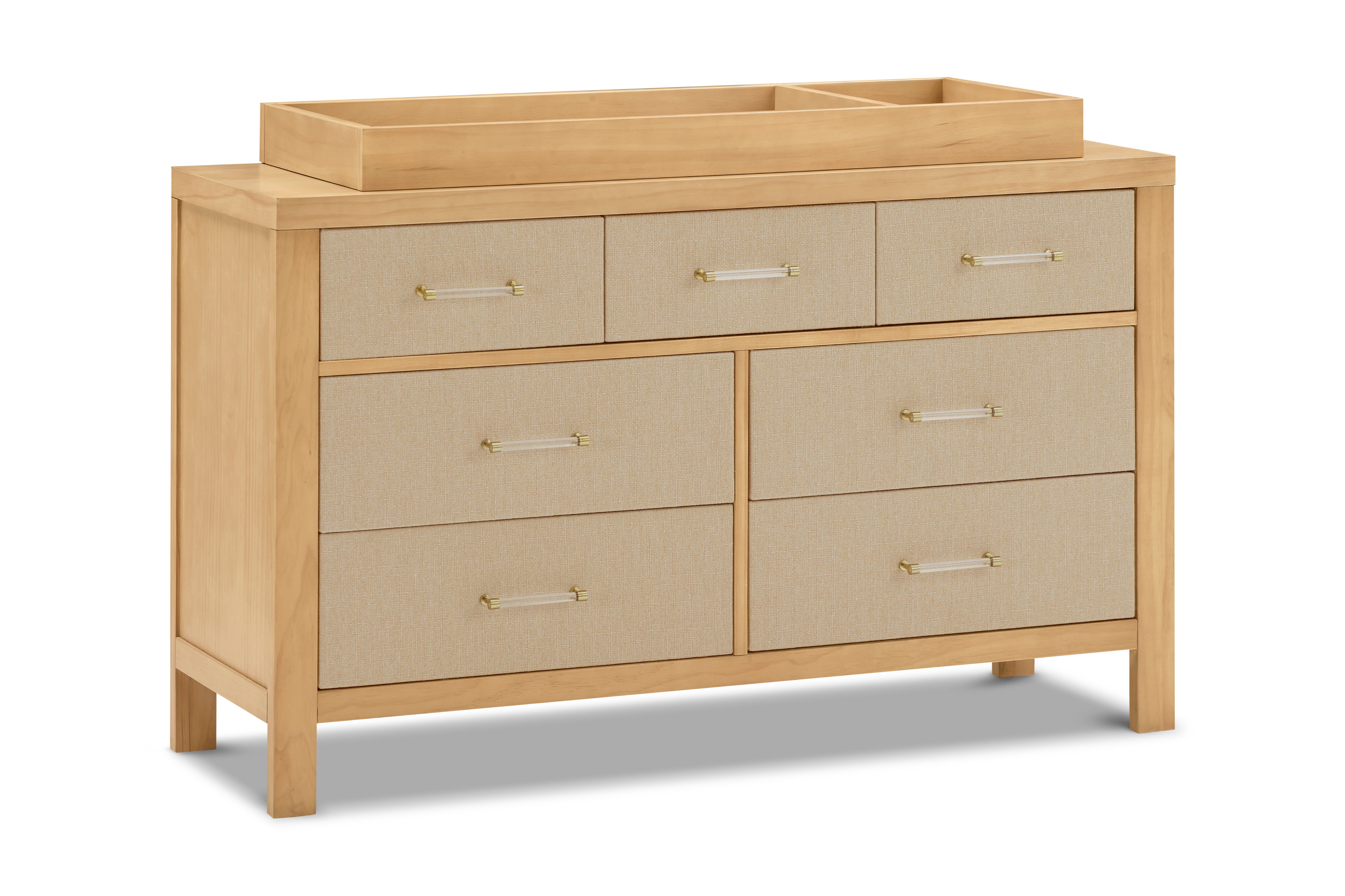 Eloise 7-Drawer Assembled Dresser - Honey and Performance Sand Eco-Weave - Twinkle Twinkle Little One