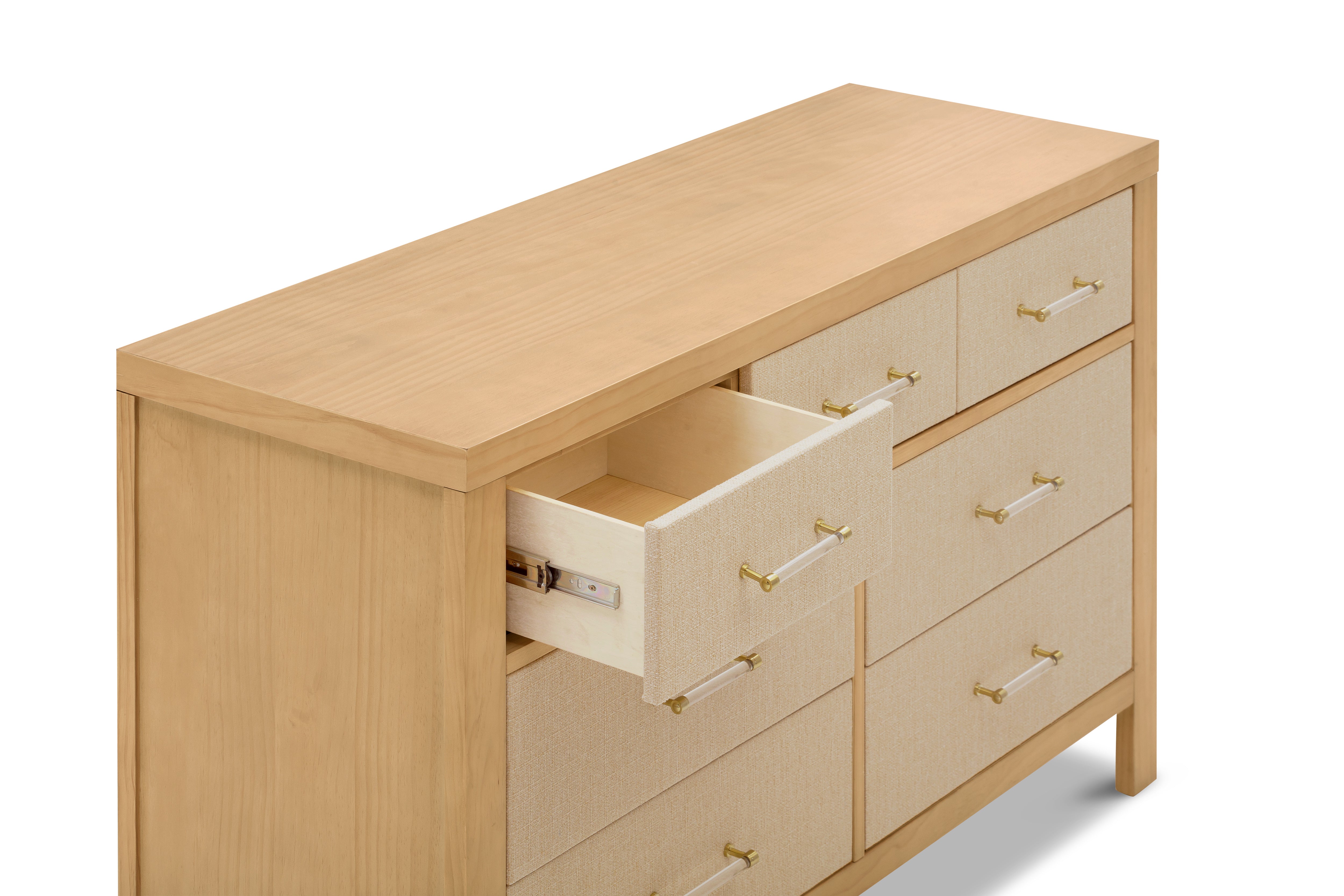 Eloise 7-Drawer Assembled Dresser - Honey and Performance Sand Eco-Weave - Twinkle Twinkle Little One