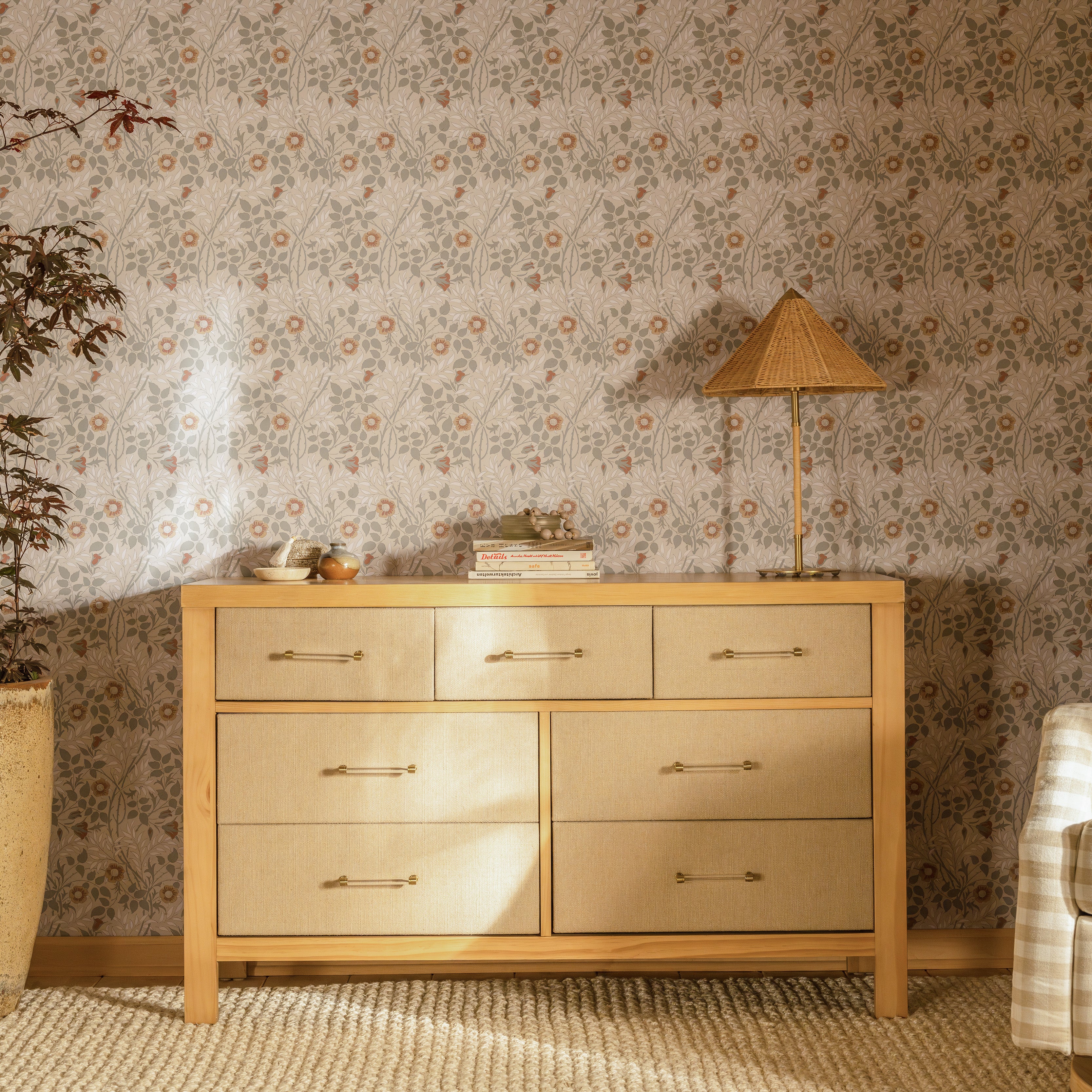 Eloise 7-Drawer Assembled Dresser - Honey and Performance Sand Eco-Weave - Twinkle Twinkle Little One