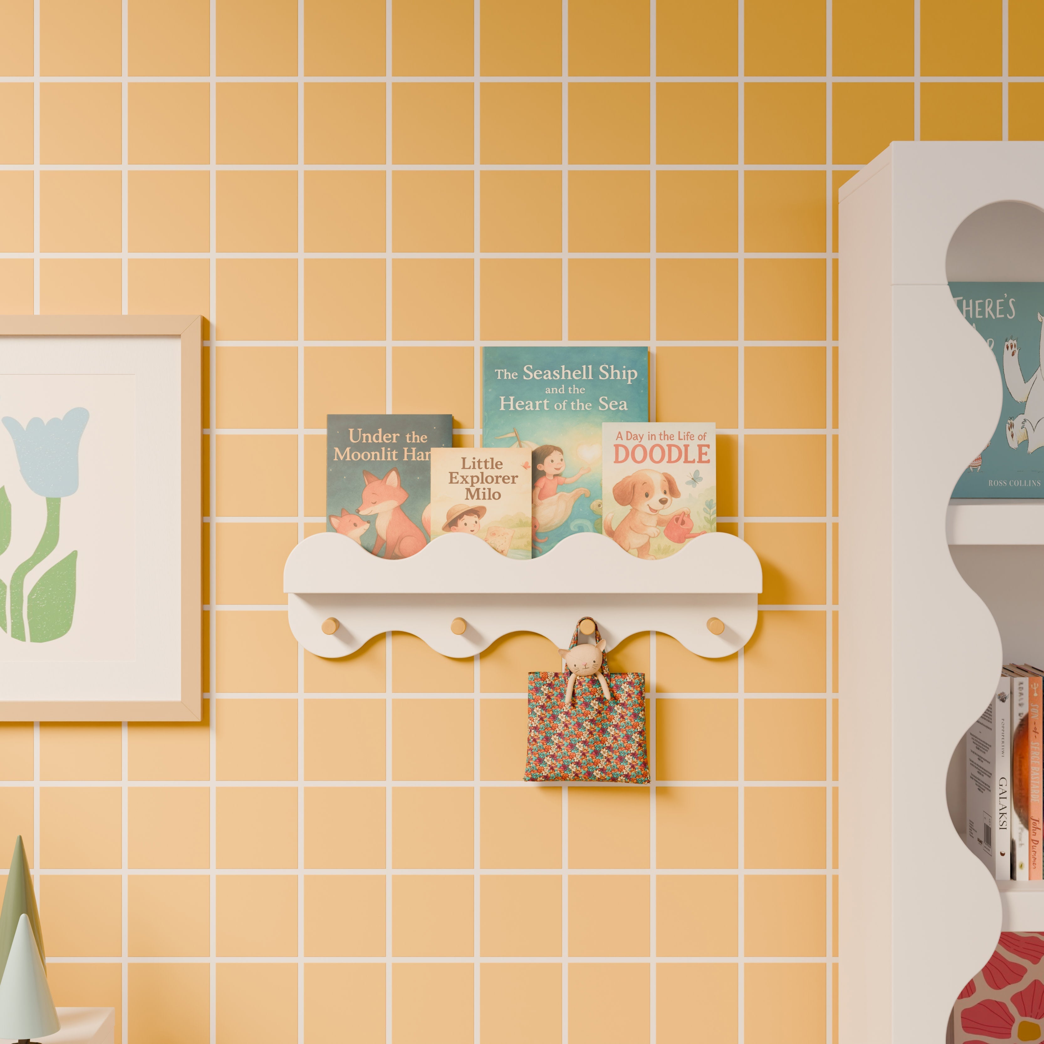 Babyletto Lido Wave Bookshelf with Hooks