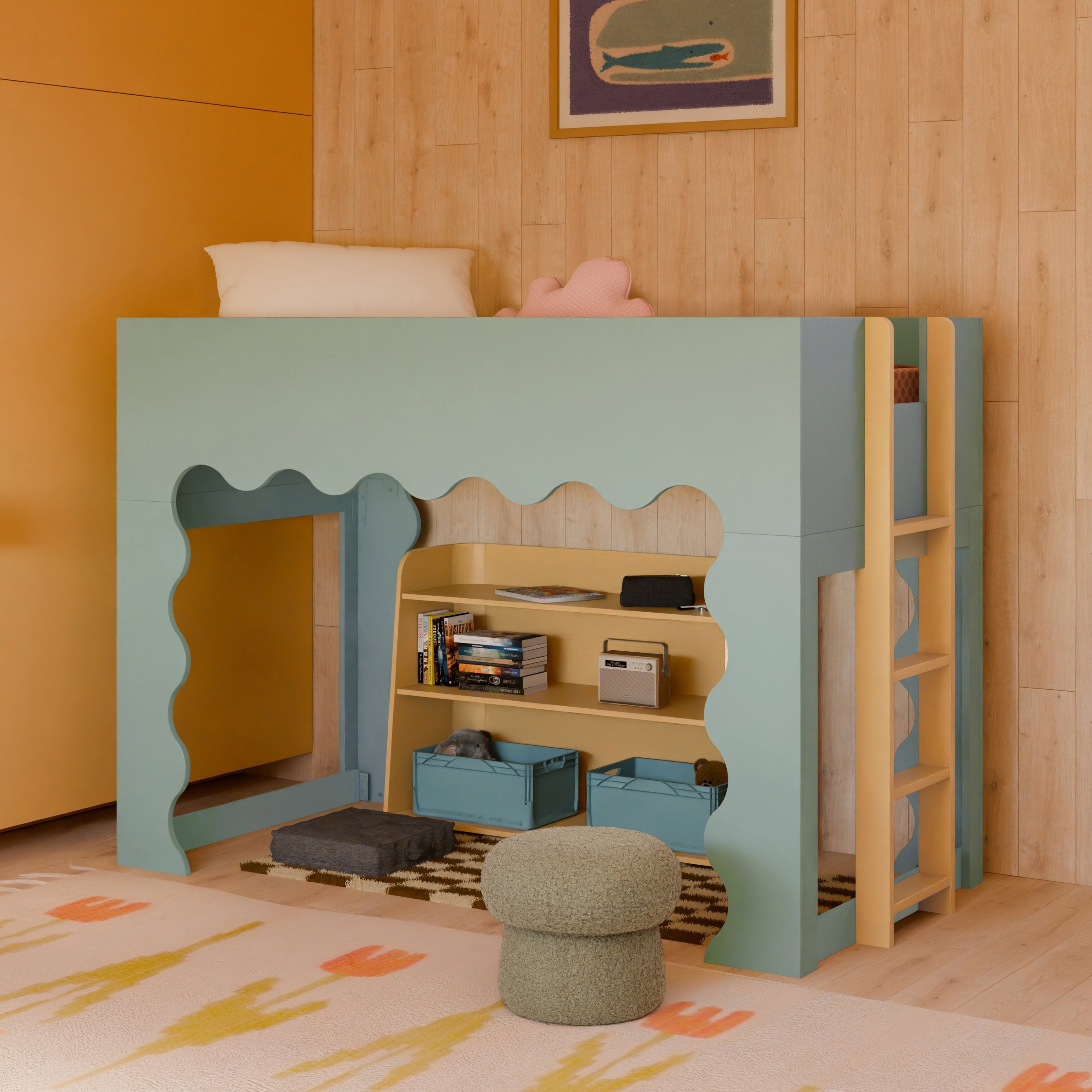 Babyletto Lido Wave Convertible Low Loft Twin Bed