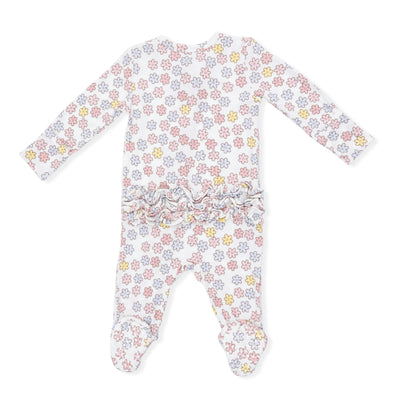 Sarah Floral 2 Way Ruffle Back Zipper Footie