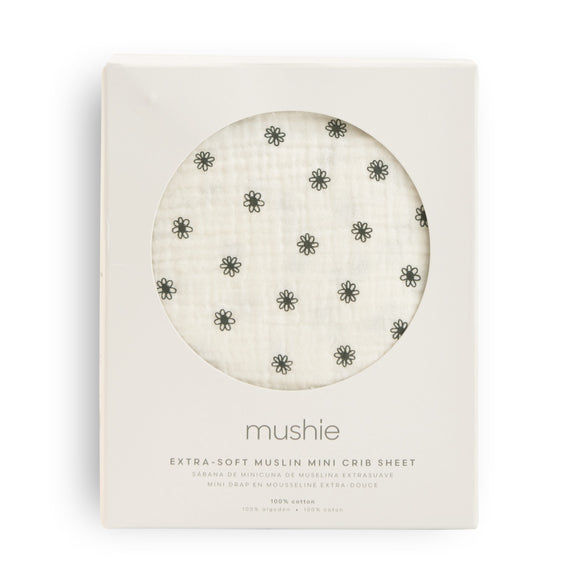 Black Daisy Mini Crib Sheet - Twinkle Twinkle Little One