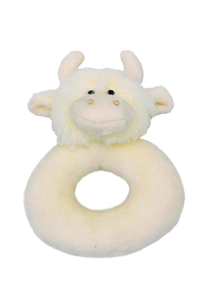 Cream Highland Cow Plush Rattle