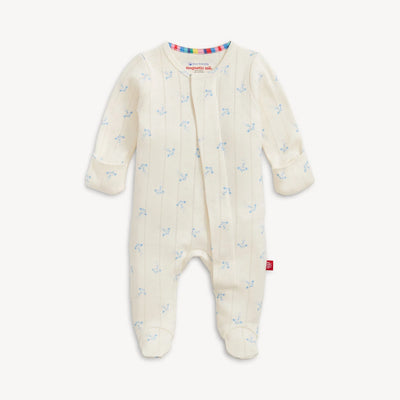 Baby onesie with airplane pattern on a white background