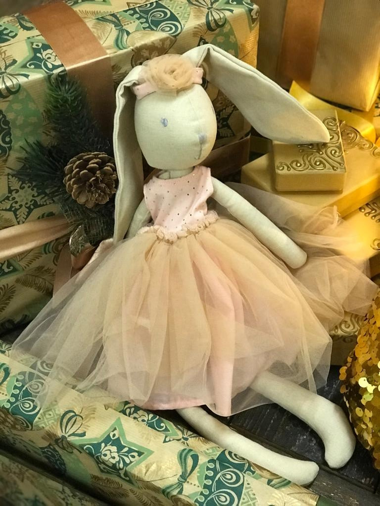 Marcella the Bunny Ballerina in Pink Toile Skirt - Twinkle Twinkle Little One