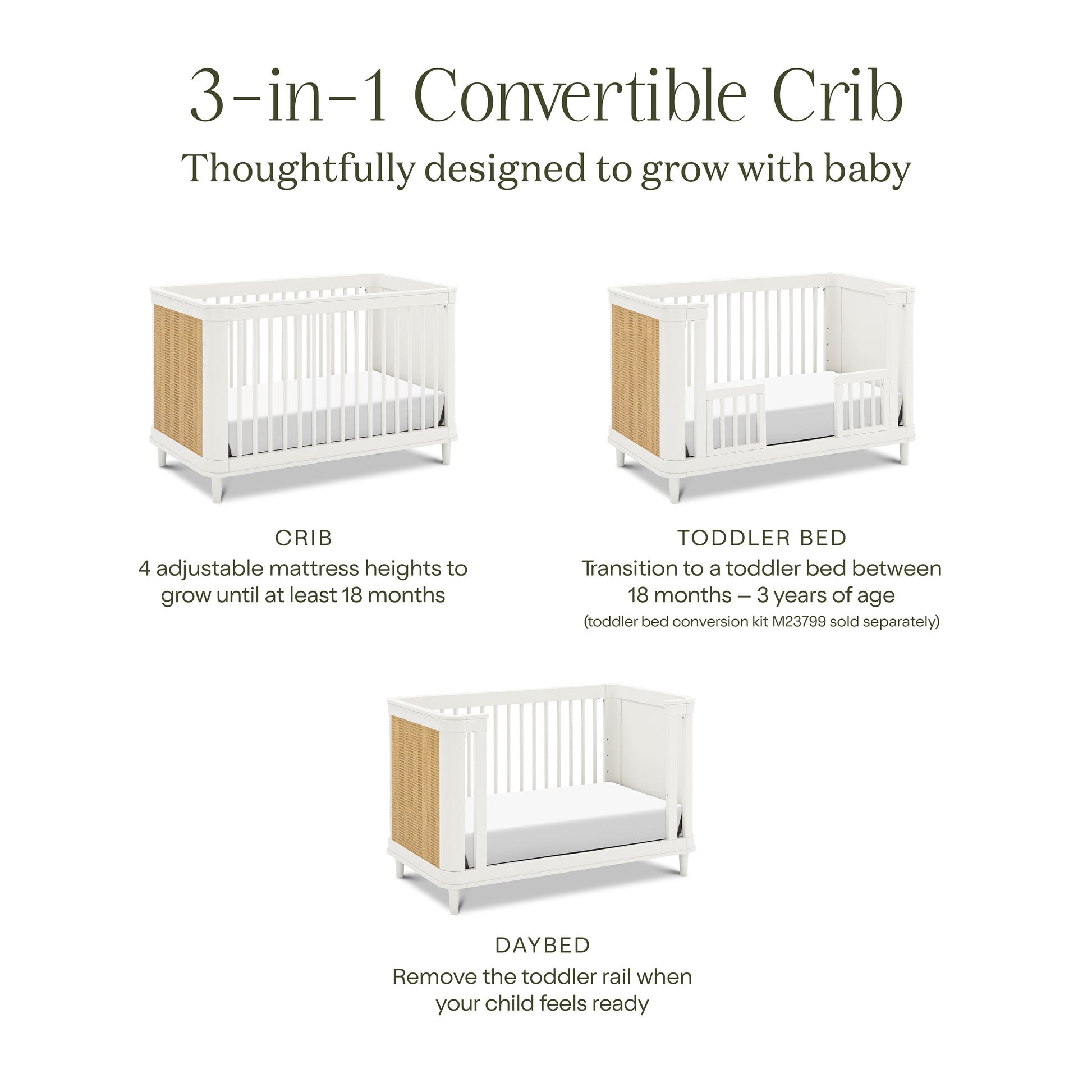 Marin with Cane 3-in-1 Convertible Crib - Twinkle Twinkle Little One