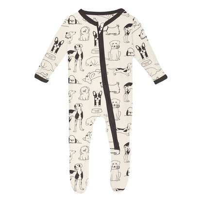 Print Footie with 2 Way Zipper in Natural Dogs - Twinkle Twinkle Little One