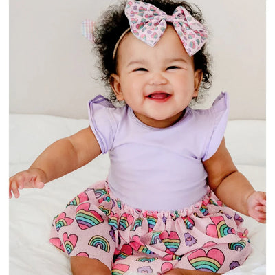 Rainbow Heart Short Sleeve Tutu Bodysuit - Twinkle Twinkle Little One