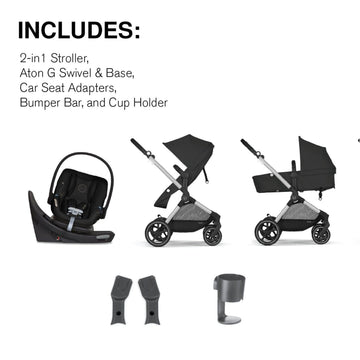 Cybex EOS Stroller + Aton G Swivel Infant Car Seat with Sensorsafe Travel System - Twinkle Twinkle Little One