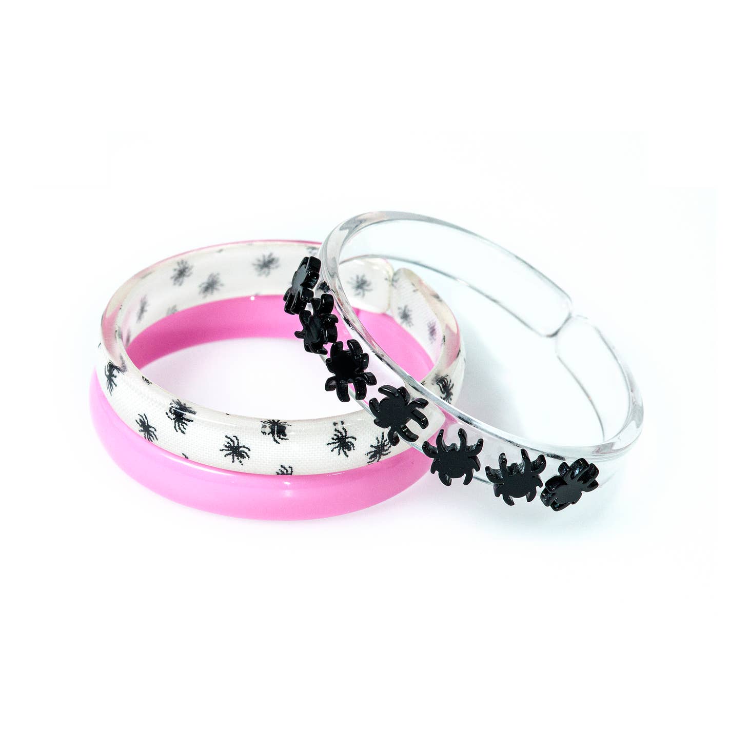 Multi Black Spider Candy Pink & Spider Print Bangles (Set of 3) - Twinkle Twinkle Little One