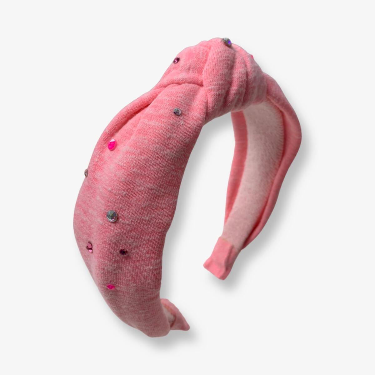 Neon Pink Sweatshirt Knot Stone Headband - Twinkle Twinkle Little One