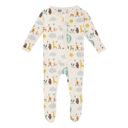 Print Footie with 2 Way Zipper in Natural Animal Parade - Twinkle Twinkle Little One
