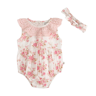 Nova Floral Organic Baby Romper & Headband Set