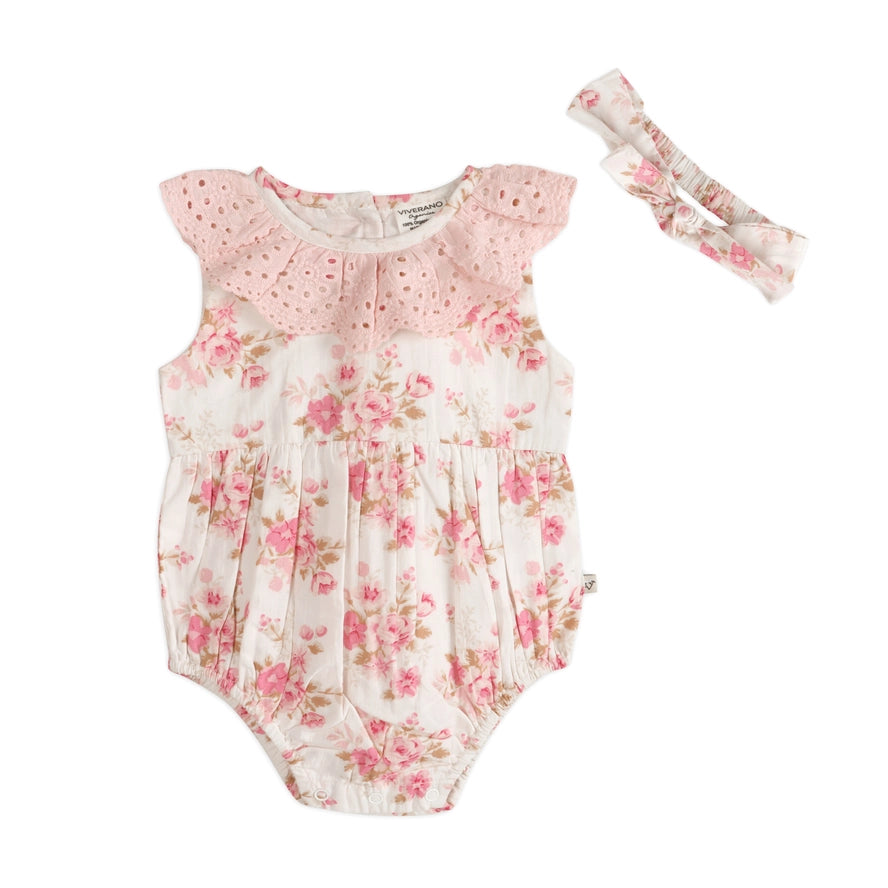 Nova Floral Organic Baby Romper & Headband Set