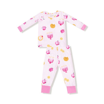 Hanakkah Pink Long Sleeve Loungewear Set - Twinkle Twinkle Little One