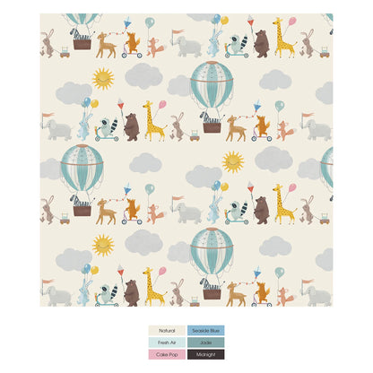 Print Footie with 2 Way Zipper in Natural Animal Parade - Twinkle Twinkle Little One