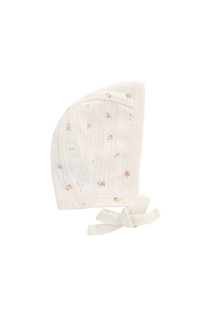 Organic Cotton Pointelle Bonnet Sweet Magnolia Simple - Twinkle Twinkle Little One