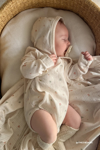 Organic Cotton Pointelle Bonnet Sweet Magnolia Simple - Twinkle Twinkle Little One