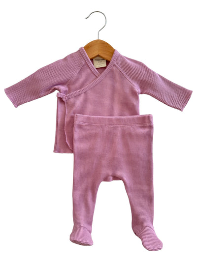 Organic Waffle Kimono Top, Pant & Knot Headband Set-Lavender - Twinkle Twinkle Little One