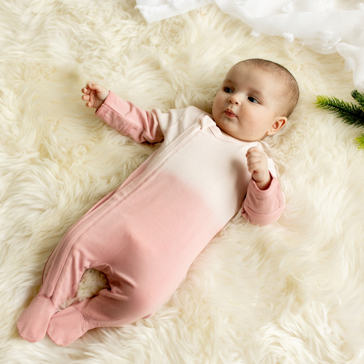 Girl Dip Dye Modal Zipper Footie