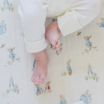 PETER RABBIT™ COTTON MUSLIN CRIB SHEETS