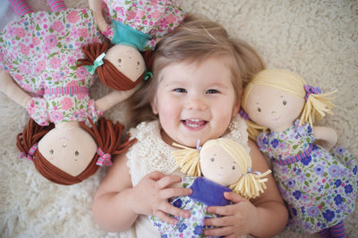 Fran Light Brown Hair with Dark Pink & Green Dress - Twinkle Twinkle Little One