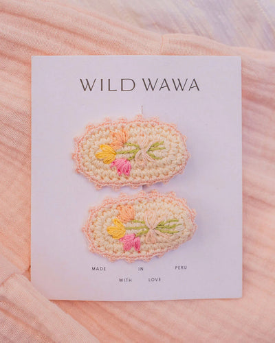 Crochet Clip Set in Pink Bouquet