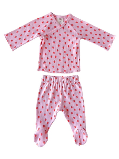 Pink Strawberry Organic Pointelle Newborn Set - Twinkle Twinkle Little One